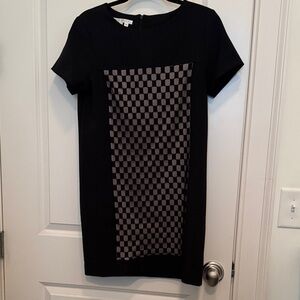 Maggy London Black and Gray Checkered Mini Dress